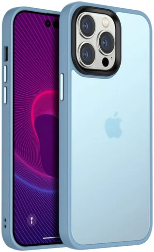 Apple iPhone 14 Hoesje Hybride Back Cover Transparant Blauw afbeelding 1