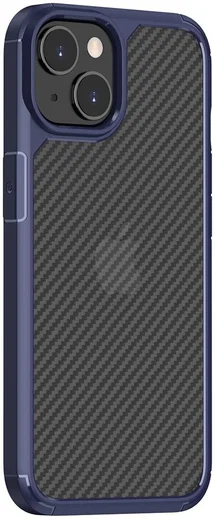 Apple iPhone 14 Hoesje Carbon Back Cover Schokbestendig Blauw afbeelding 2
