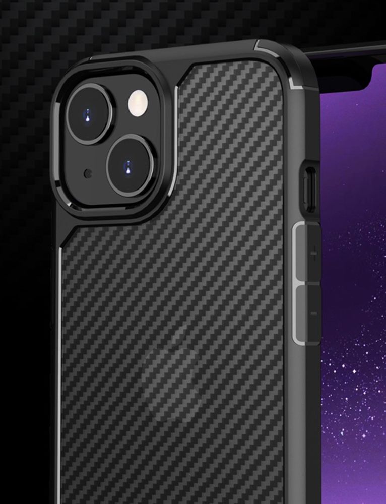 Apple iPhone 14 Hoesje Carbon Back Cover Schokbestendig Blauw afbeelding 4