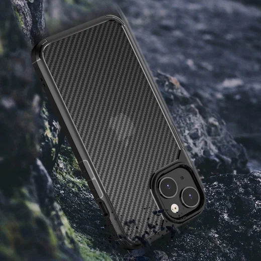 Apple iPhone 14 Hoesje Carbon Back Cover Schokbestendig Blauw afbeelding 6