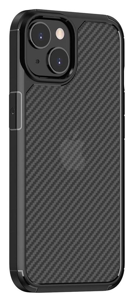 Apple iPhone 14 Hoesje Carbon Back Cover Schokbestendig Zwart afbeelding 2