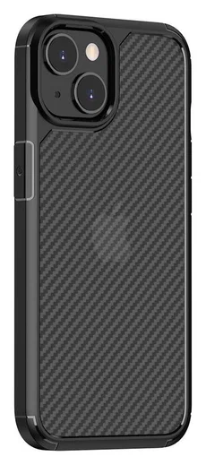 Apple iPhone 14 Hoesje Carbon Back Cover Schokbestendig Zwart afbeelding 2