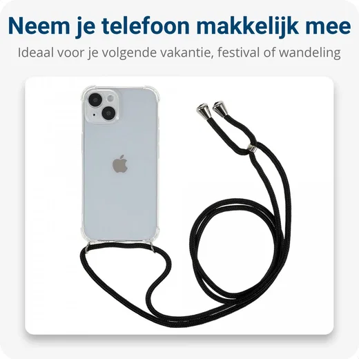 Apple iPhone 14 Hoesje met Koord Schokbestendig TPU Transparant afbeelding 3