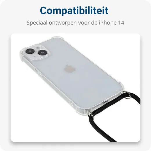 Apple iPhone 14 Hoesje met Koord Schokbestendig TPU Transparant afbeelding 4