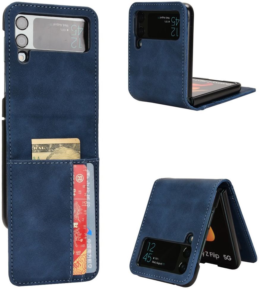Samsung Galaxy Z Flip 4 Hoesje Portemonnee Book Case Kunstleer Blauw afbeelding 4