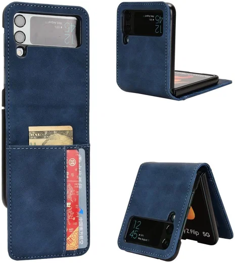 Samsung Galaxy Z Flip 4 Hoesje Portemonnee Book Case Kunstleer Blauw afbeelding 4