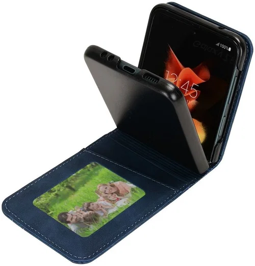 Samsung Galaxy Z Flip 4 Hoesje Portemonnee Book Case Kunstleer Blauw afbeelding 6