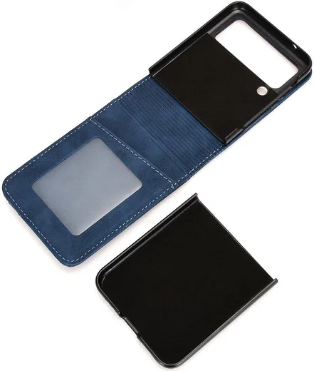 Samsung Galaxy Z Flip 4 Hoesje Portemonnee Book Case Kunstleer Blauw afbeelding 7