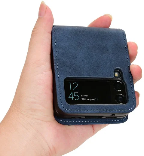 Samsung Galaxy Z Flip 4 Hoesje Portemonnee Book Case Kunstleer Blauw afbeelding 8