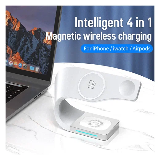 Draadloze Oplader 15W voor Smartphone/AirPods/Watch met MagSafe Wit afbeelding 2