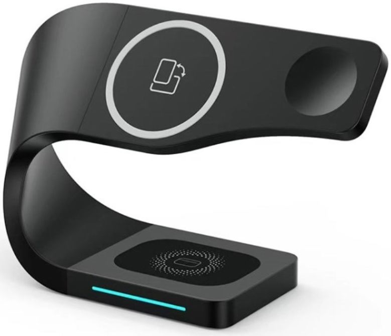 Draadloze Oplader 15W voor Smartphone/AirPods/Watch met MagSafe Zwart afbeelding 2