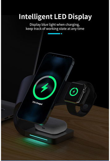 Draadloze Oplader 15W voor Smartphone/AirPods/Watch met MagSafe Zwart afbeelding 8