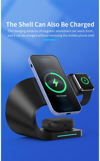 Draadloze Oplader 15W voor Smartphone/AirPods/Watch met MagSafe Zwart afbeelding 12