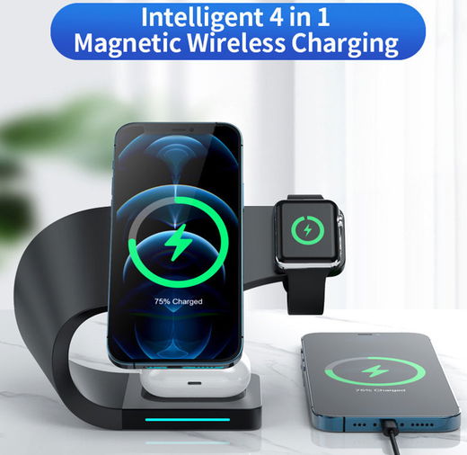 Draadloze Oplader 15W voor Smartphone/AirPods/Watch met MagSafe Zwart afbeelding 13