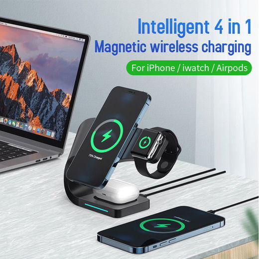 Draadloze Oplader 15W voor Smartphone/AirPods/Watch met MagSafe Zwart afbeelding 9