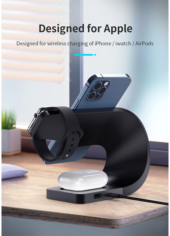 Draadloze Oplader 15W voor Smartphone/AirPods/Watch met MagSafe Zwart afbeelding 10