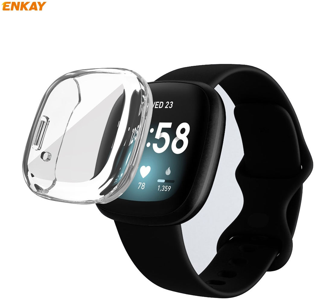 Fitbit Versa 3 / Sense Hoesje - Full Protect Flexibel TPU - Transparant afbeelding 3