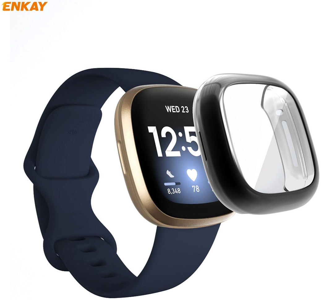 Fitbit Versa 3 / Sense Hoesje - Full Protect Flexibel TPU - Zwart afbeelding 3