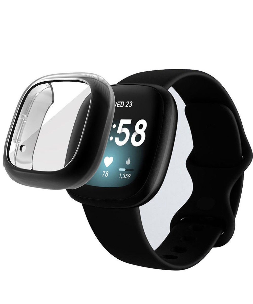 Fitbit Versa 3 / Sense Hoesje - Full Protect Flexibel TPU - Zwart afbeelding 1
