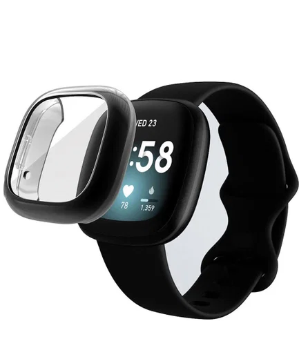 Fitbit Versa 3 / Sense Hoesje - Full Protect Flexibel TPU - Zwart afbeelding 1