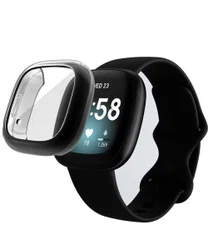 Fitbit Versa 3 / Sense Hoesje - Full Protect Flexibel TPU - Zwart afbeelding