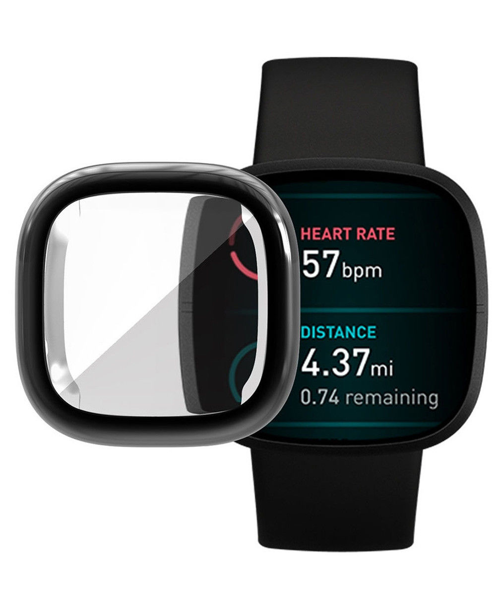 Fitbit Versa 3 / Sense Hoesje - Full Protect Flexibel TPU - Zwart afbeelding 2
