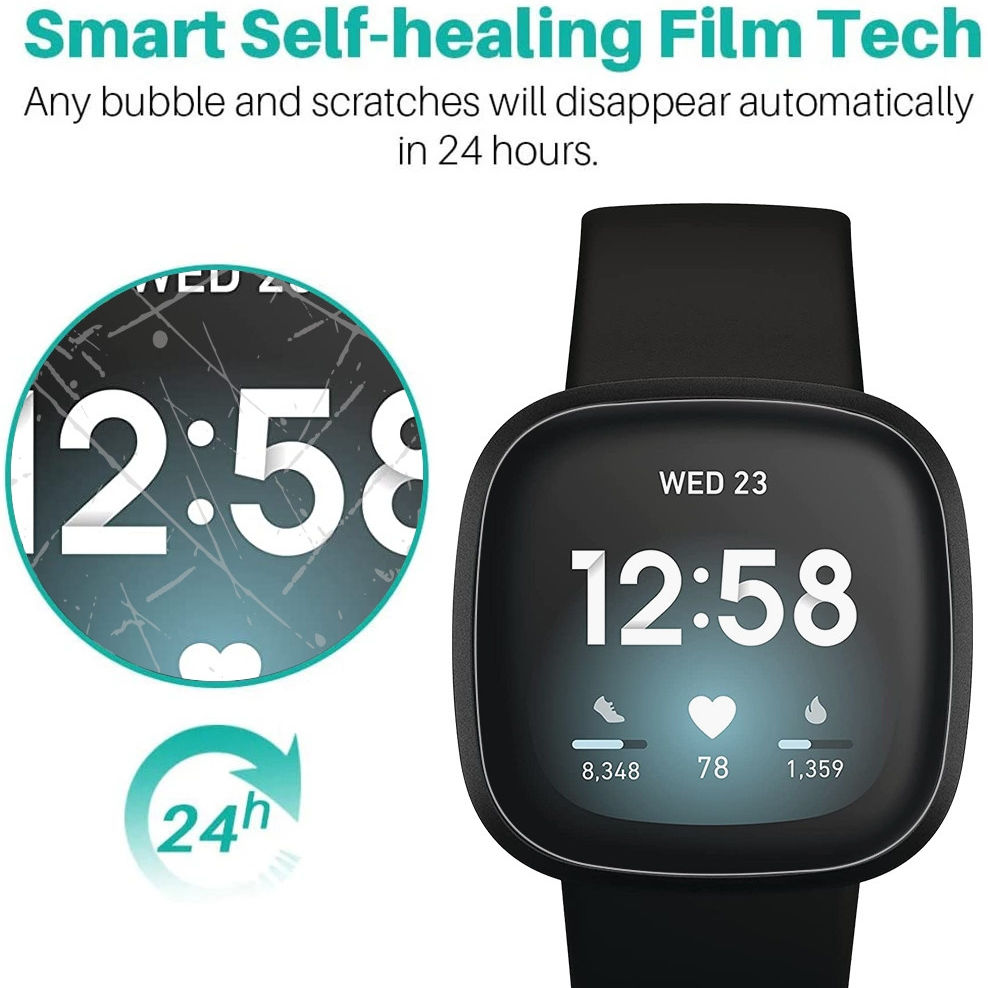 Fitbit Versa 3 / Sense Screen Protector - Display Folie Ultra Clear afbeelding 3