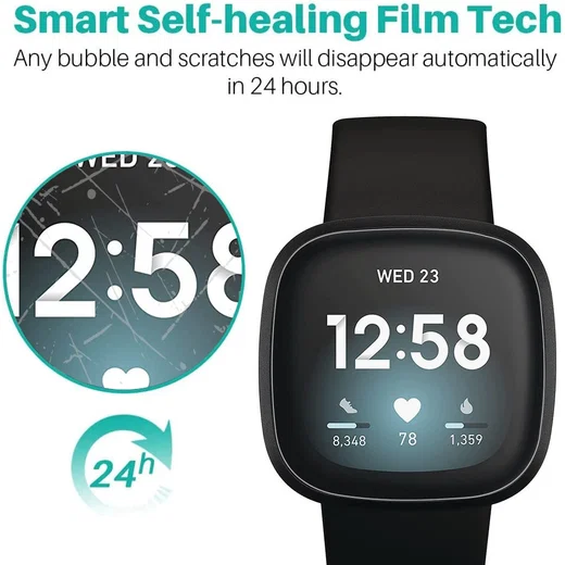 Fitbit Versa 3 / Sense Screen Protector - Display Folie Ultra Clear afbeelding 3