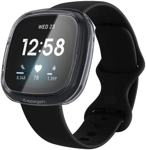 Spigen Ultra Hybrid - Fitbit Versa 3 / Sense Hoesje - Transparant Zwart afbeelding 1