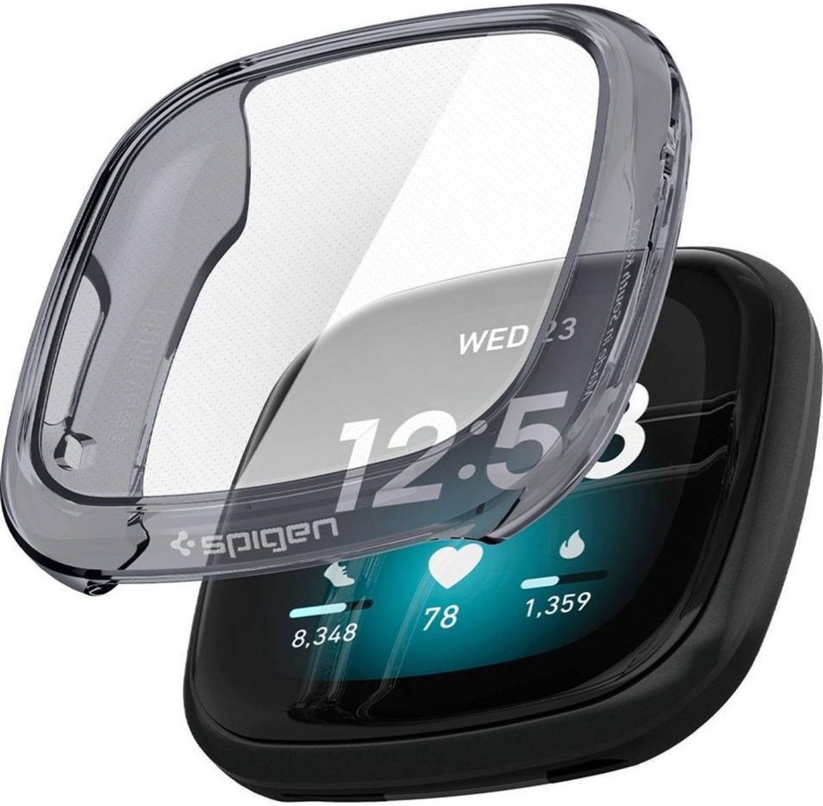 Spigen Ultra Hybrid - Fitbit Versa 3 / Sense Hoesje - Transparant Zwart afbeelding 2