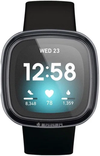 Spigen Ultra Hybrid - Fitbit Versa 3 / Sense Hoesje - Transparant Zwart afbeelding 3