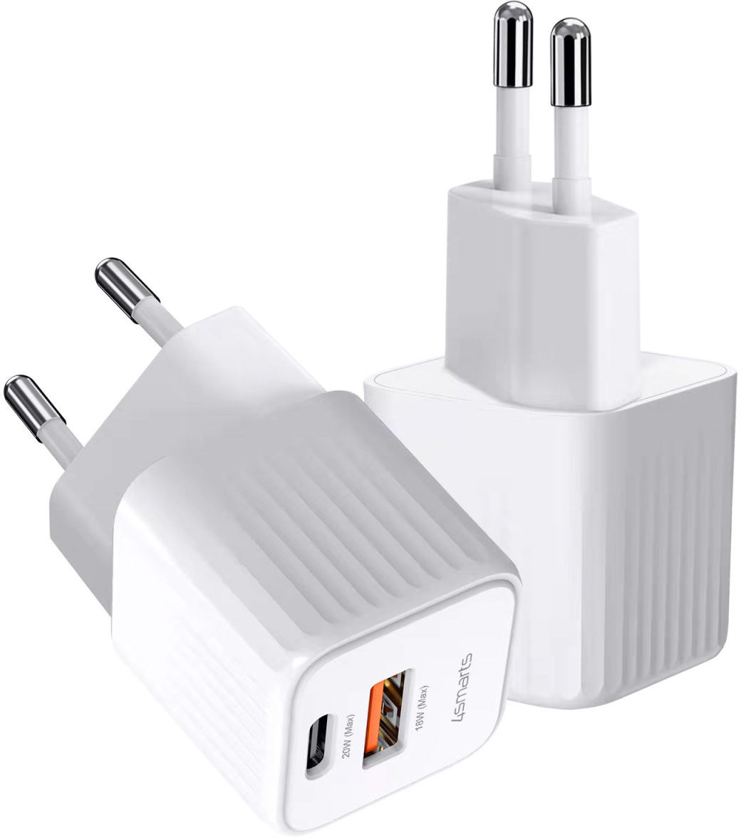 4smarts VoltPlug Duos Mini 20W Oplader + USB-C Kabel 1.5M Wit afbeelding 2