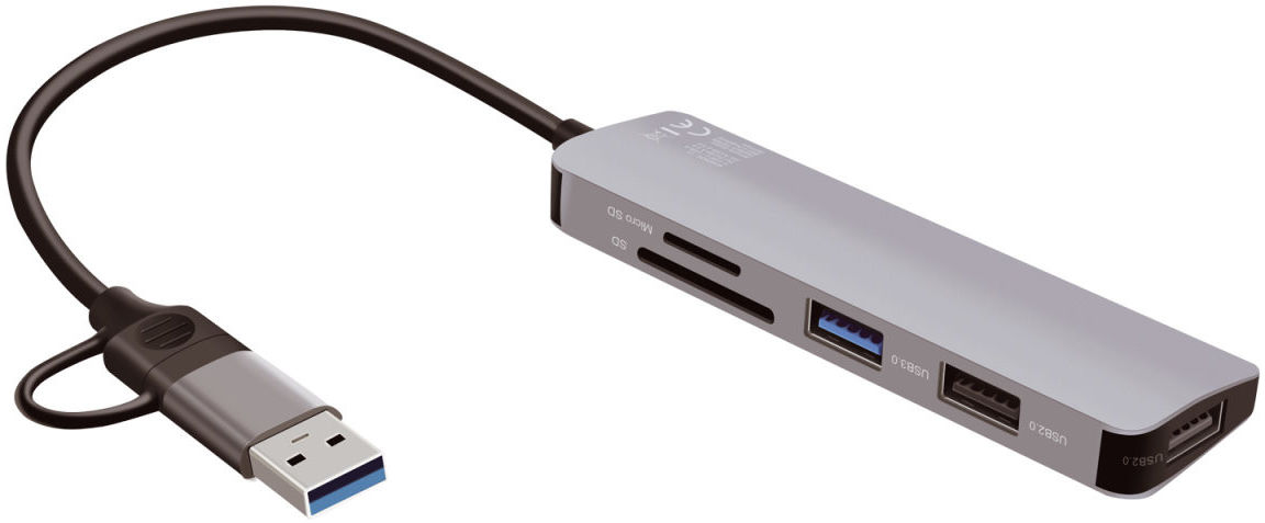 4smarts Hub USB-A/USB-C naar 2x USB 2.0/USB 3.0/Kaartlezer SD/micro SD afbeelding 2