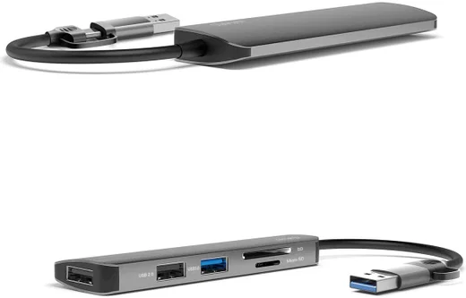 4smarts Hub USB-A/USB-C naar 2x USB 2.0/USB 3.0/Kaartlezer SD/micro SD afbeelding 6