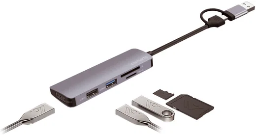 4smarts Hub USB-A/USB-C naar 2x USB 2.0/USB 3.0/Kaartlezer SD/micro SD afbeelding 8