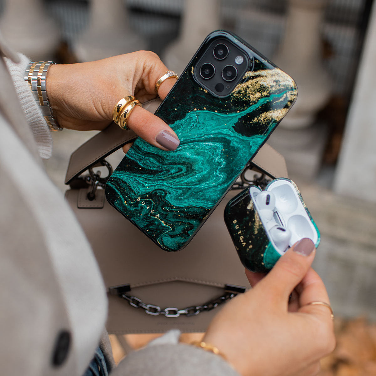 Burga Tough Case Apple iPhone 14 Pro Hoesje Emerald Pool Print afbeelding 7