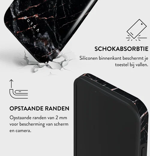 Burga Tough Case Apple iPhone 14 Hoesje Rose Gold Marble Print afbeelding 5