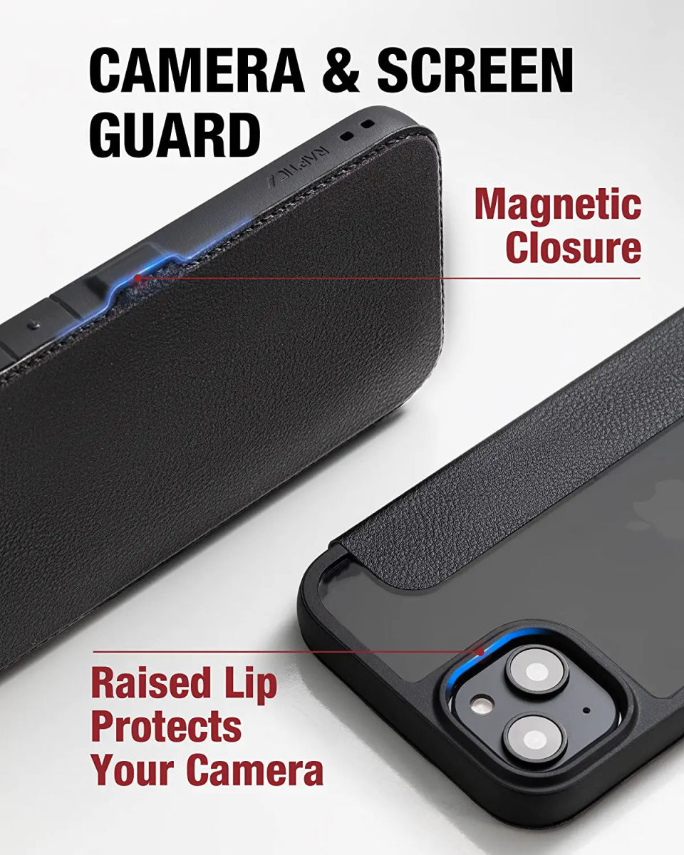 Raptic Urban Folio Apple iPhone 14 Hoesje Duurzaam Book Case Zwart afbeelding 5