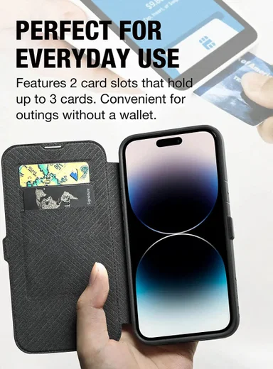 Raptic Urban Folio iPhone 14 Pro Max Hoesje Duurzaam Book Case Zwart afbeelding 3