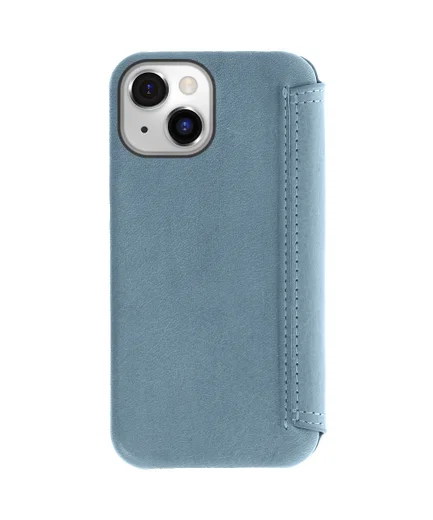 Minim Apple iPhone 14 Hoesje Wallet Book Case Echt Leer Blauw afbeelding 2