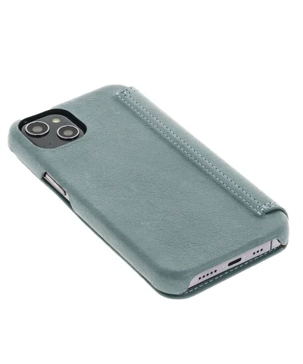 Minim Apple iPhone 14 Hoesje Wallet Book Case Echt Leer Blauw afbeelding 8