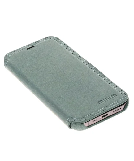 Minim Apple iPhone 14 Hoesje Wallet Book Case Echt Leer Blauw afbeelding 9