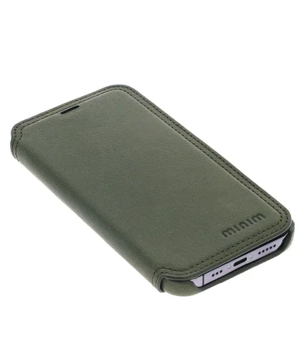 Minim Apple iPhone 14 Hoesje Wallet Book Case Echt Leer Groen afbeelding 8