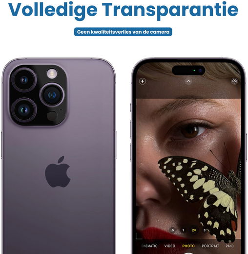 Apple iPhone 14 Pro / 14 Pro Max Camera Lens Protector Zwart afbeelding 4