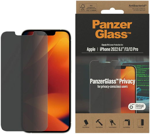 PanzerGlass Classic Fit iPhone 14 / 13 / 13 Pro Privacy Protector afbeelding 1