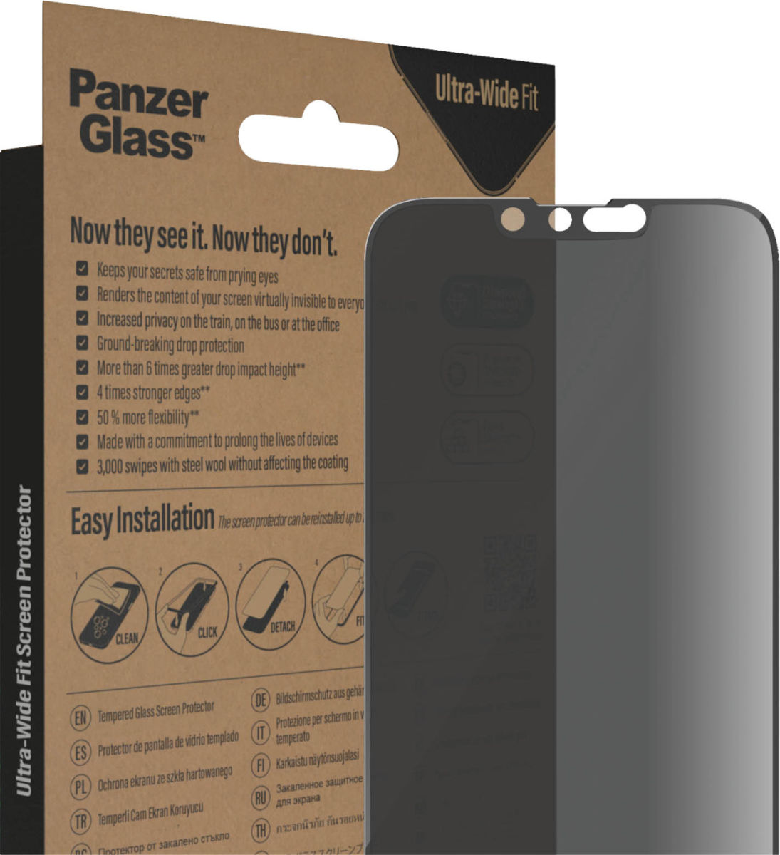 PanzerGlass Ultra-Wide iPhone 14 / 13 / 13 Pro Privacy Glass Aligner afbeelding 19