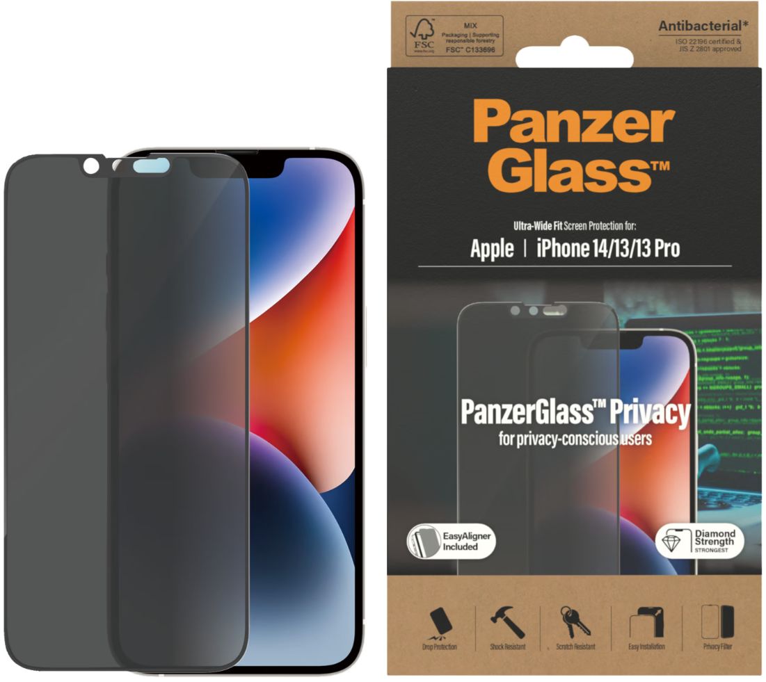PanzerGlass Ultra-Wide iPhone 14 / 13 / 13 Pro Privacy Glass Aligner afbeelding 1