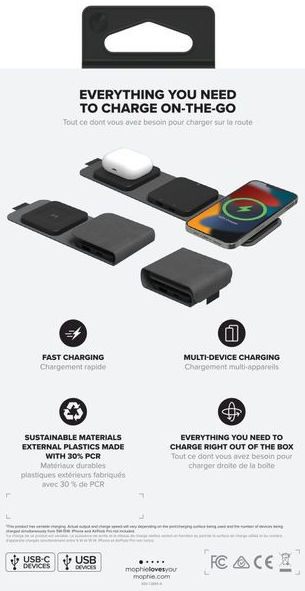 Mophie Snap+ 3-in-1 Travel Charger met Laadpunten en USB-poorten Zwart afbeelding 8