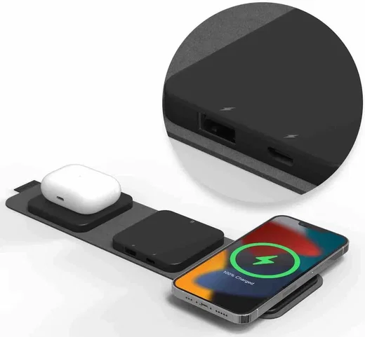 Mophie Snap+ 3-in-1 Travel Charger met Laadpunten en USB-poorten Zwart afbeelding 1