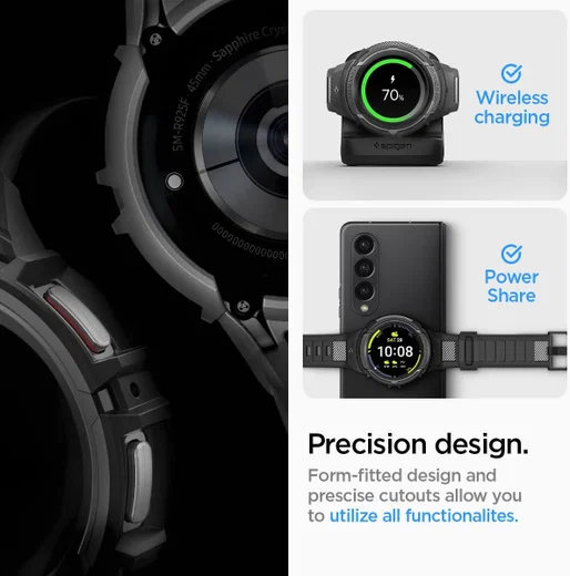 Spigen Rugged Armor Pro Galaxy Watch 5 Pro Hoesje en Bandje Zwart afbeelding 4